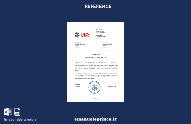 Modello di riferimento della banca UBS di Monaco in stile verificato